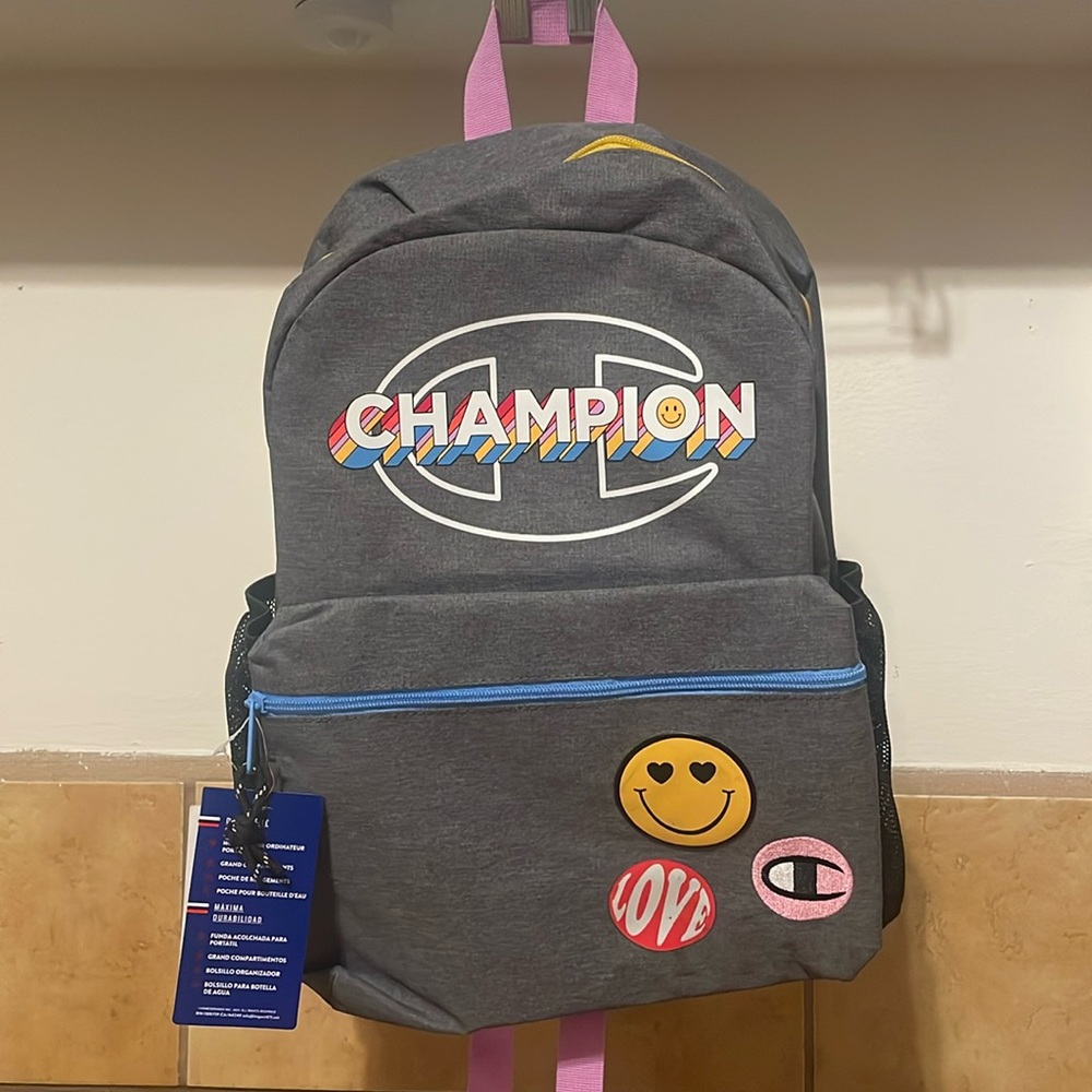 Champion Youth Backpack One Size Grey/Multi - CHY1017HB-095 (NWT)